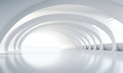 white open space interior with minimalistic design elements