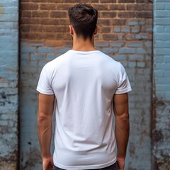 Illustration of a fashion portrait with plain t-shirt mockup, AI Generated