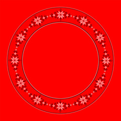 Vector illustration of Ukrainian ornament in ethnic style, identity, vyshyvanka, embroidery for print clothes, websites, banners. Background. Geometric design, border, copy space, frame