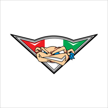 vector cartoon face with italian flag colors background