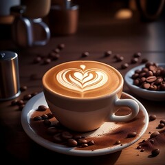 cup of coffee with beans 3D Animation Style-Ai generator