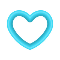 Vector blue shiny heart symbol realistic 3d vector illustration isolated on white background