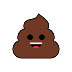 Vector cute smiling poop character. happy poo emoji isolated on white background