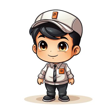 Cute Cartoon Boy isolated on a white background