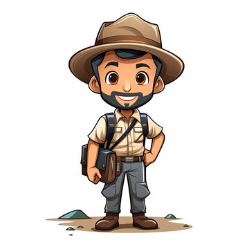 Cute Cartoon Tour Guide isolated on a white background