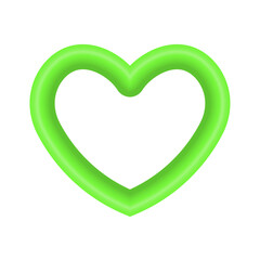 Vector green shiny heart symbol realistic 3d vector illustration isolated on white background
