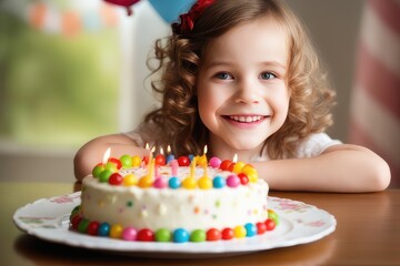 little girl with birthday cake