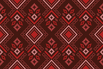 Red traditional ethnic pattern paisley flower Ikat background abstract Aztec African Indonesian Indian seamless pattern