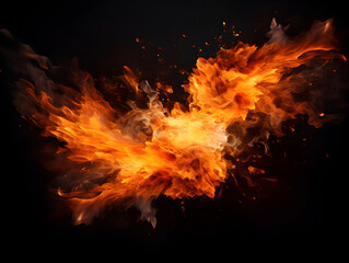 Fototapeta na wymiar Fire explosion on black background