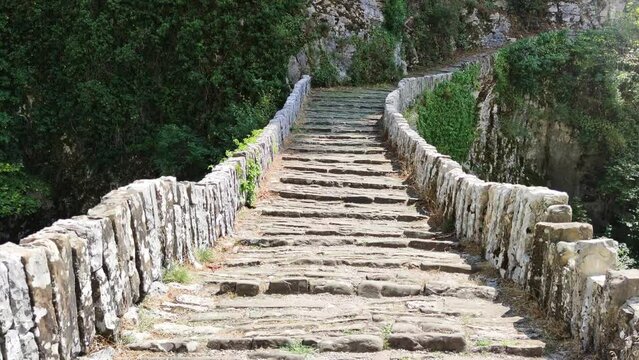 Amazing  view of Kokkorou stone bridge at Pindus Mountains, Zagori, Epirus, Greece
