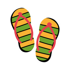 Slippers Flat Style Icon. Cartoon Vector Illustration