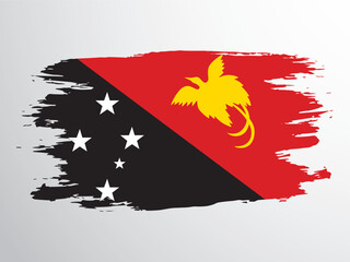 Papua new guinea flag hand drawn by brush