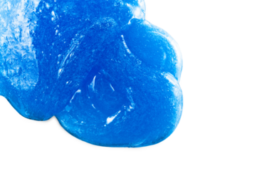 Mucus and liquid isolated on transparent background. Toy for children. Blue. PNG.