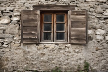 Fototapeta na wymiar Free Photo Old Cement Wall With Wood Window Generative AI