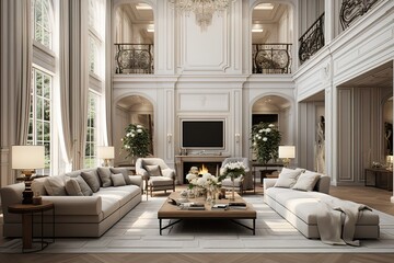 a luxury living room, fictional interior created with