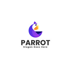 Vector Logo Illustration Parrot Bird Gradient Colorful Style