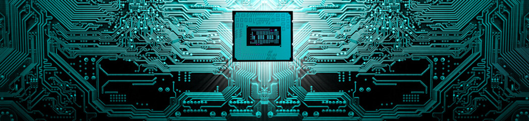 Processor on circuit motherboard background