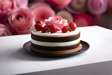Obraz na płótnie Canvas Crafting a Memorable Birthday with a Pink Theme Cake - A Delicious Confectionary Delight Infused with Elegance, Grace, and the Warmth of Special Moments