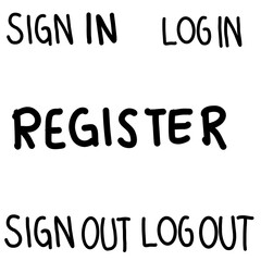 business logo design sign in sign out log in log out register