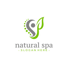 Natural physiotherapy logo design vector. Health care symbol template.