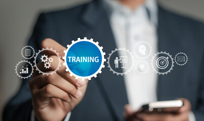 Training online education concept. .Training Webinar and Business Skills Learning.