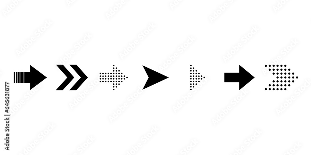 Poster arrows vector icons set. vector set of black arrow signs and direction pointers in different styles.