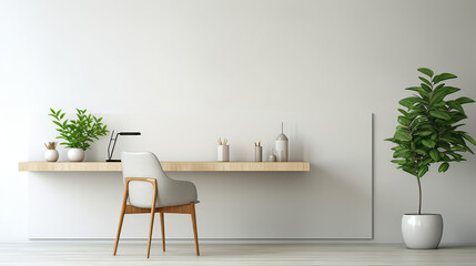 A minimalist workspace with a touch of nature. AI generative
