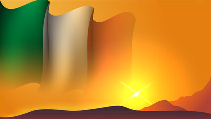 italy waving flag concept background design with sunset view on the hill vector illustration