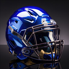 Side View of blue Football Helmet with Copy Space Isolated on White Background.
