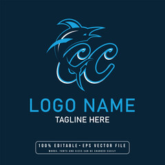 Fototapeta Editable shark with cc letter logo design vector cc letter shark logo design	 obraz
