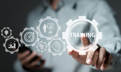Training online education concept. .Training Webinar and Business Skills Learning.