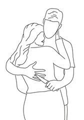 Abstract man and woman. One Line Art Couple, Line Art Men and woman, Minimal Face Vector. Couple print, Kiss print, Valentines Day Illustration. Love poster. 2 faces. We are one line.