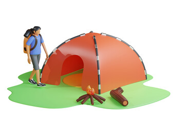 Camping And Hiking Activities 3d Illustration