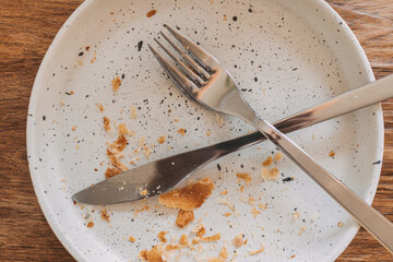 Knife and fork on a finished dish.