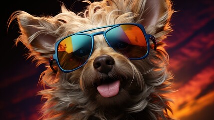 Joyful canine: whimsical sunglasses.