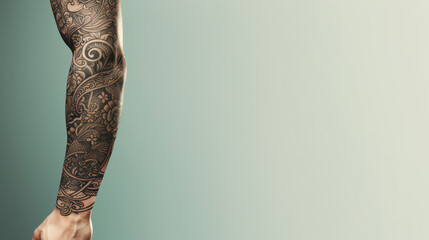 Tattooed arm isolated banner