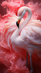 Beautiful Pink Flamingo Bird Standing Alone