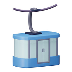 Cable car 3d rendering isometric icon.