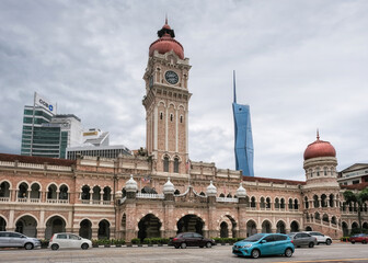 View of Sultan Abdul Samad Building on cloudy day. Kuala Lumpur, Malaysia.