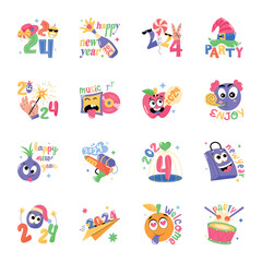 Pack of New Year Fun Flat Stickers 
