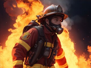 firefighter in helmet