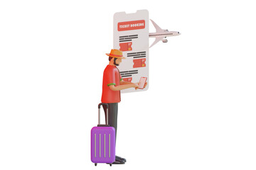 Online Flight Booking 3d Illustration