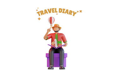 travel diary 3d Illustration