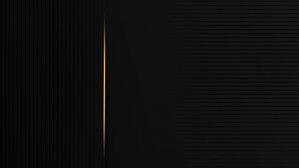 Luxury striped abstract black background with vertical golden lines. Dynamic horizontal textured stripes. Minimal elegant business pattern for your premium design. Male festive cover. Dark wallpaper 