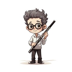 Cute Cartoon Flutist isolated on a white background
