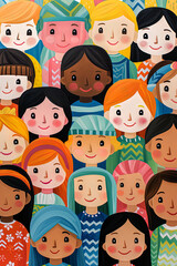 Generative AI illustration of childrens of all races in full color