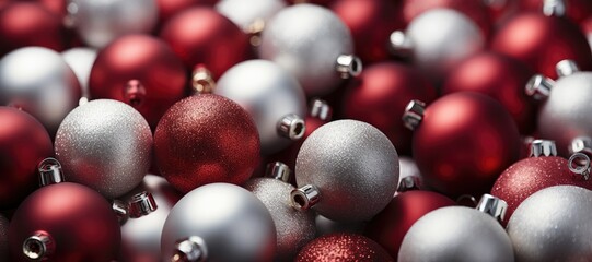 christmas, celebrate, festive, friendship, luxury, seasonal, christmas decoration, snow, tradition, elegance. background image is christmas decoration ball, red and silver color put on too much.