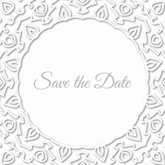 White ornament filigree for greeting card and invitation