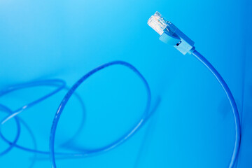 ethernet cable, Patchcord, online access, LAN connection, data exchange, blue background