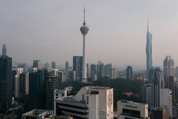 Naklejka premium View of Kuala Lumpur city, KL and Merdeka 118 Towers on sunny day, Malaysia.